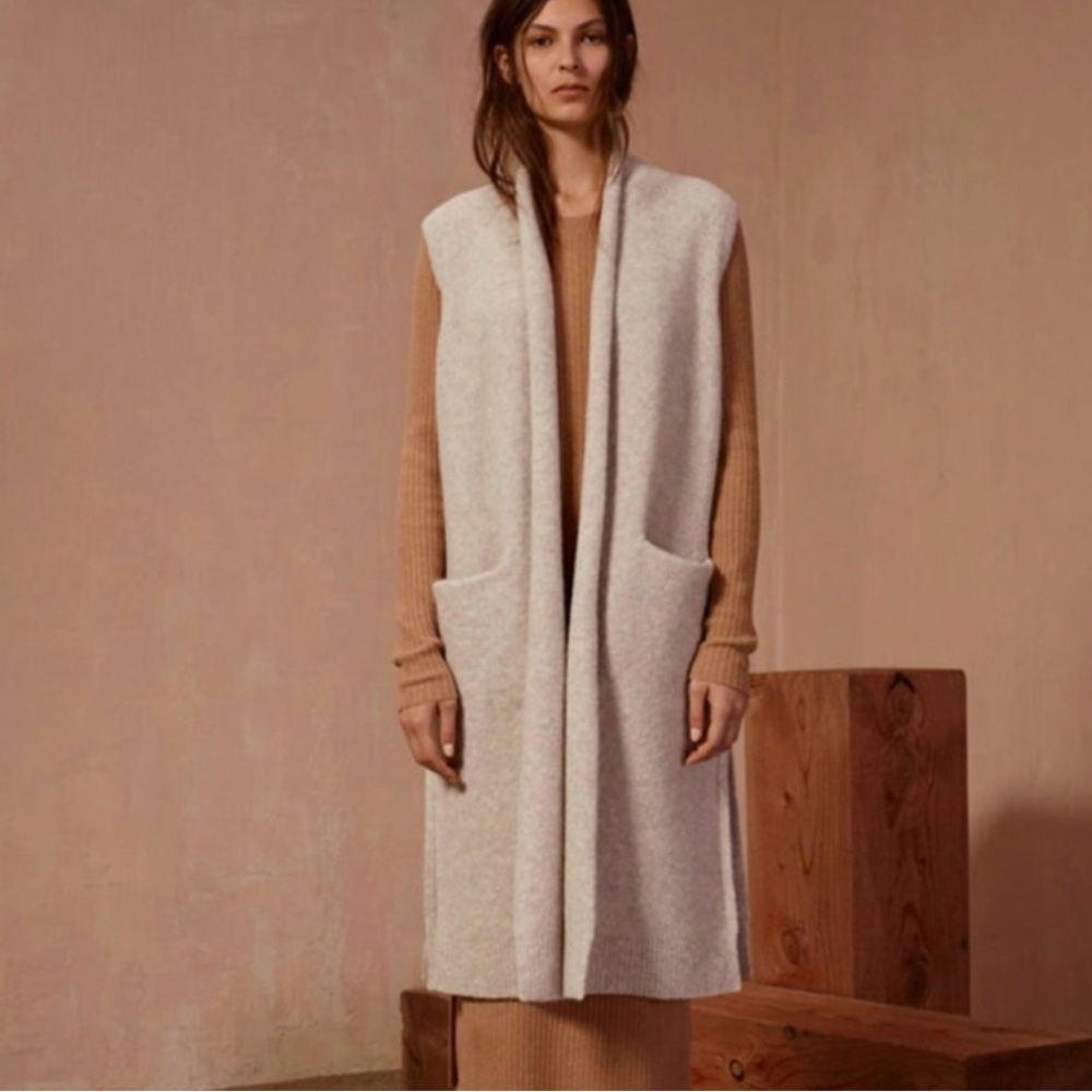 Aritzia Wilfred‎ Olivie Cardigan Long Italian Merino-Wool Sweater Vest Size XXS